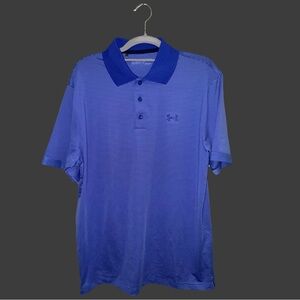 NWOT - Under Armour Heat Gear Striped Purple Golf Polo